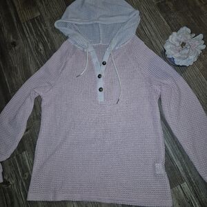 NWOT Pink and Ivory Hooded Sweater